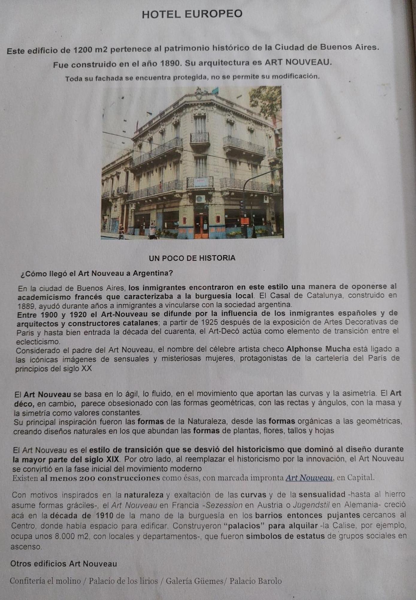 Hotel Europeo Buenos Aires Exterior foto